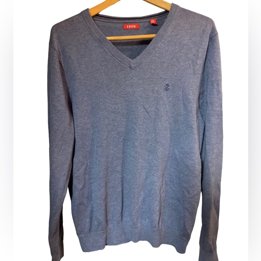 Izod vneck knit Powder blue mens Sweater medium Collegiate preppy light academia